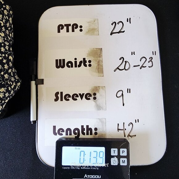 Eddie Bauer Classic Navy Floral Cottagecore Midi Dress Ruffle Trim Sz. XL Tall - Picture 10 of 10